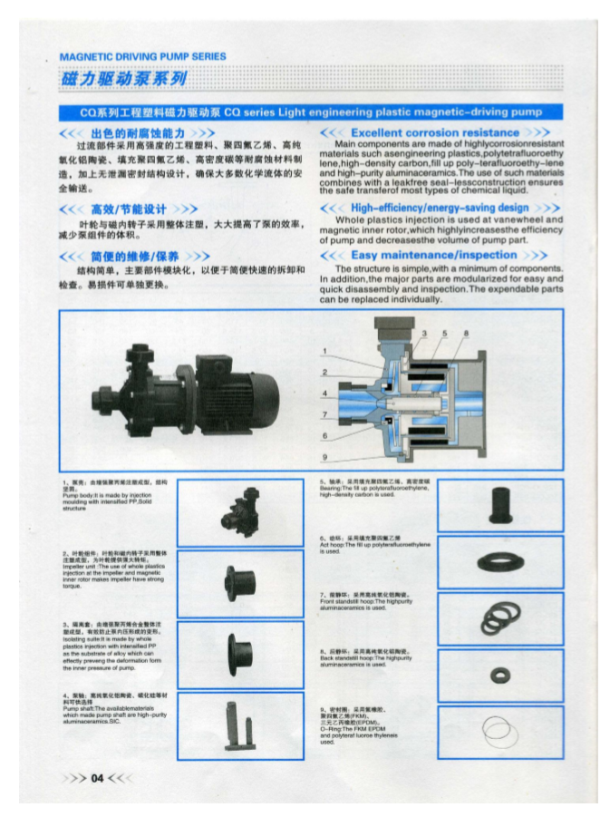 CQ型工程塑料磁力驅(qū)動(dòng)磁力泵